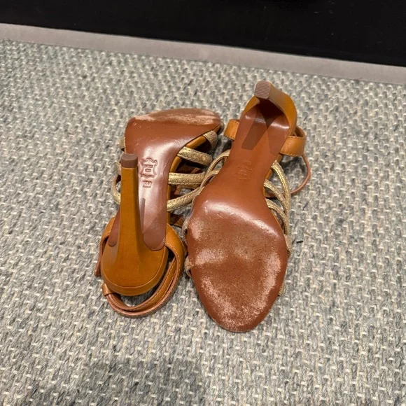 Tory Burch Charlene Tan and Gold Women's Sandals Size 5 Authentic - Picture 7 of 9